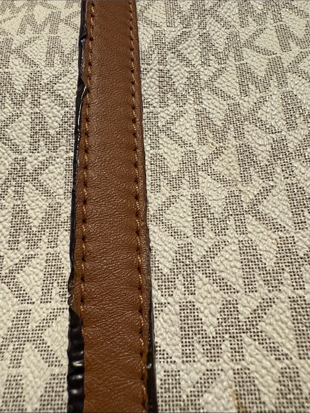 Michael Kors Rhea Zip Medium Backpack Cream and Tan Logo